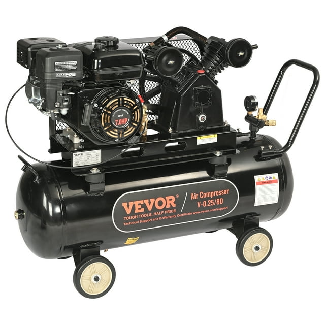 VEVOR Compresseur d'Air à Essence 7 Hp, Réservoir de Compresseur d'Air Horizontal 21 Gallons, Pompe à Piston à Essence 9 CFM@115 PSI, Système de Compression d'Air avec Pression Maximale 115 PSI