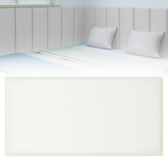 ZFSBZBS Anti Collision Upholstered Wall Panels Self Adhesive Headboard Panel for Protection,Panels Sound Proof Bedside Cloth Cushion for Kindergarten 19.68" x 7.87" x 1.18" White