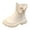 Beige, variant on Kids Cute Bows Mid Calf Cowboy Boots for Girls Fashion Pearl Slip On Ankle Boots Wide Calf Leather Riding Booties Beige Size 9 Toddler