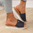thumbnail image 5 of CYMMPU Women's Open Toe Espadrille Wedge Slide Sandals Slip On Casual Shoes with Decorative Strap for Summer Everyday Wear Blue 39, 5 of 7