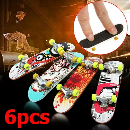 Mini Skateboard - 6-Pack Portable Mini Skateboard Random Pattern Finger Board Boy Kids Children Brain Development Games Toy Birthday Gift