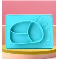 thumbnail image 4 of Plato de silicona con forma de conejo y mantel individual incorporado para niños pequeños. Alfombrilla de alimentación dividida en 3 rejillas sin BPA para niños pequeños, bebés y bebés., 4 of 8