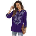 thumbnail image 2 of Grosy Embroidered Tops for Women 3/4 Sleeve V Neck Plus Size Boho Mexican Style Blouse Peasant Tops Women T Shirts Casual Tee Ladies Tunics-S/Purple/372/G, 2 of 7