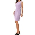 thumbnail image 5 of INSPIRE CHIC Women's Sheath Dress Sleeveless Boat Neck Wear-to-Work Dress Light Purple L, 5 of 7