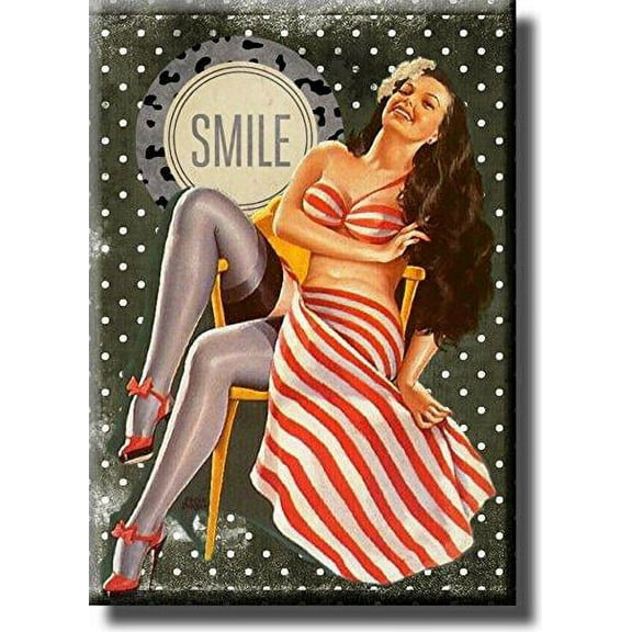 Smile, Retro Pinup Girl Picture on Stretched Canvas, Wall Art D?cor, Ready to Hang