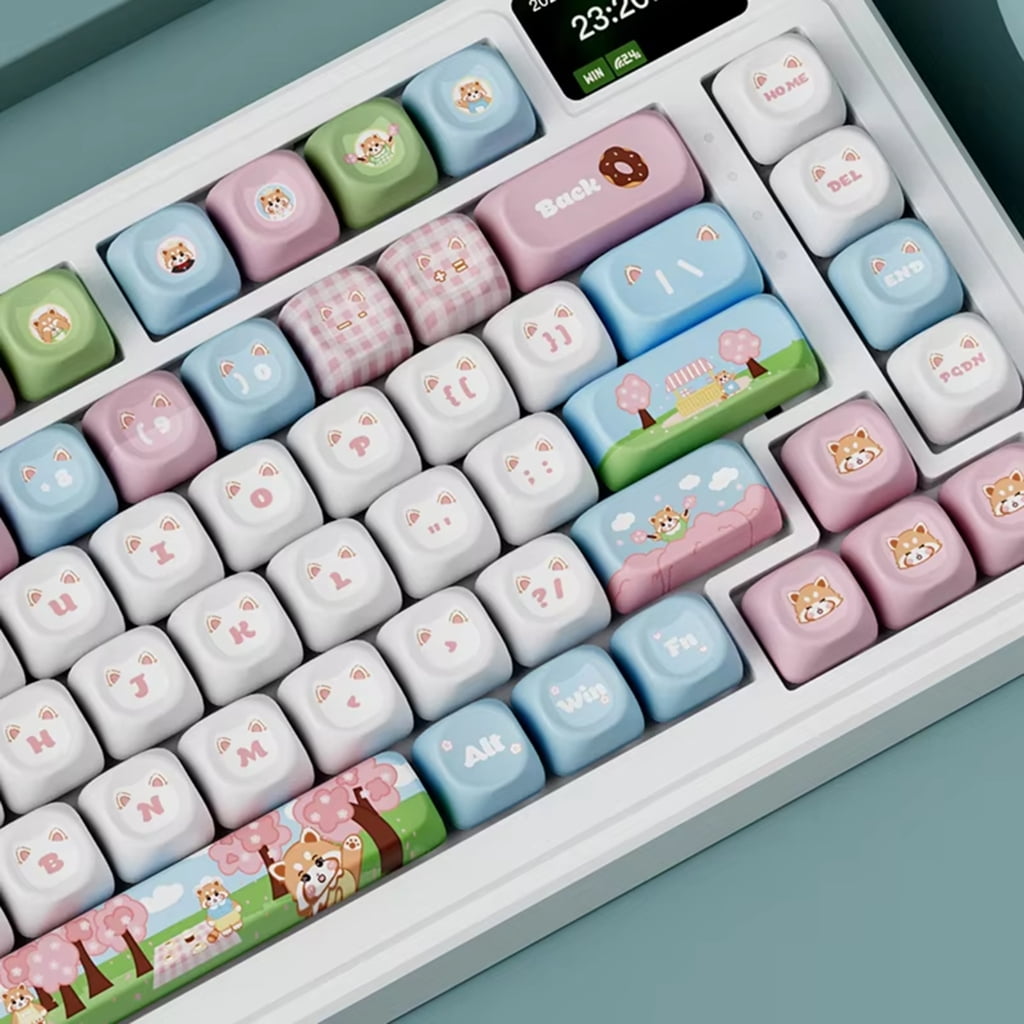 135Key Cute Panda Spring Keycap PBT Dye Sublimation OQO Profile Mechanical Keyboards