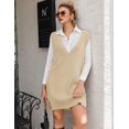 thumbnail image 4 of Zeagoo Women's Sweater Vest Dress Oversized Sleeveless V-Neck Casual Pullover Sweater Fall Winter Knit Slit Short Dress, 4 of 6