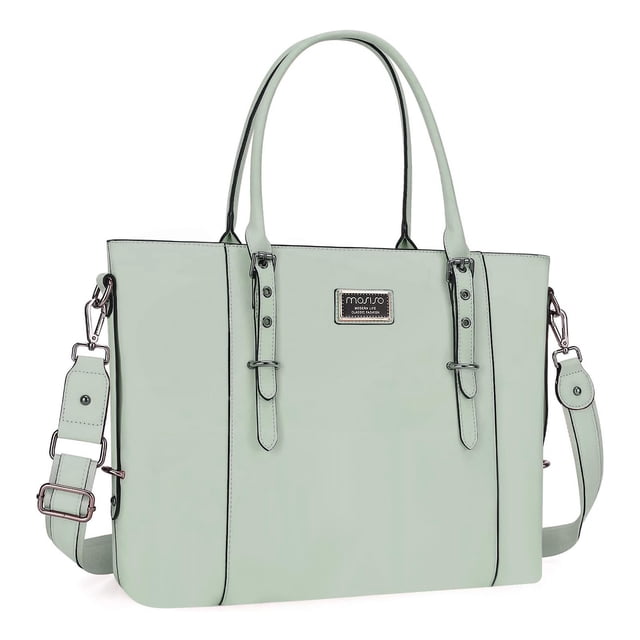 Bolsa MOSISO para portátil, piel sintética, para mujer de 15 a 16 pulgadas, color verde