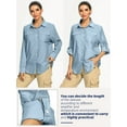 thumbnail image 4 of POENTAB Long Sleeve Fishing Shirts for Women Quick Dry Sun UV Protection Convertible Button Shirt Blouse for Hiking Safari, 4 of 8