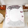 thumbnail image 5 of jejeloiu Cartoon Cute Butterfly Full Size Sheets,Leopard Cheetah Pattern Bed Sheets,Pink Sequin Print Sheet Sets For Kids,Microfiber Bedroom Decor,4-Piece, 5 of 7