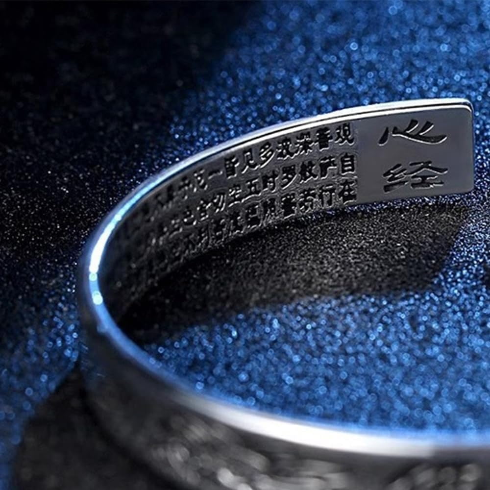 Retro 999 Silver Feng Shui Bracelet, Tibetan Buddhist Pixiu Bracelet for Men Women, Heart Sutra Mantras Amulet Exorcism Jewelry, Wealth Protection, Ward Off Evil Spirits Bracelet