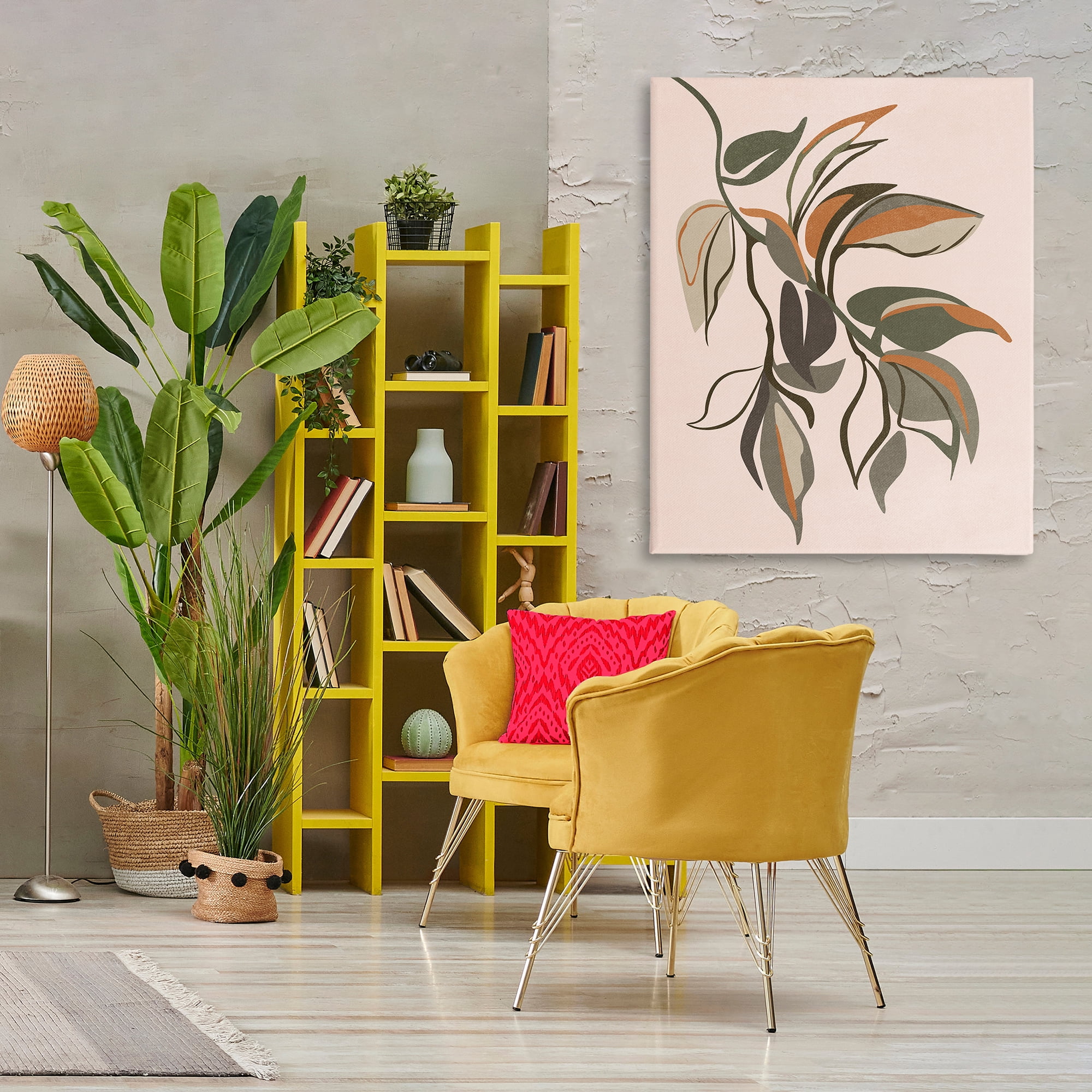 Stupell Industries Hanging Botanical Ivy Plants & Flowers Painting Wrapped Canvas Art Print Wall Art, 36 x 48