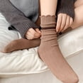 thumbnail image 4 of Rohuuque Women's Crew Socks Long Knit Cotton Slouchy Socks for Girls Ladies Free Size Coffee, 4 of 4