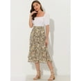 thumbnail image 2 of DARING DIVA Women's Tiered Ruffle Hem Midi Skirt M Light Grey-Floral, 2 of 6
