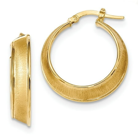 Versil 14 Karat Yellow Gold Polished & Satin Hoop Earrings