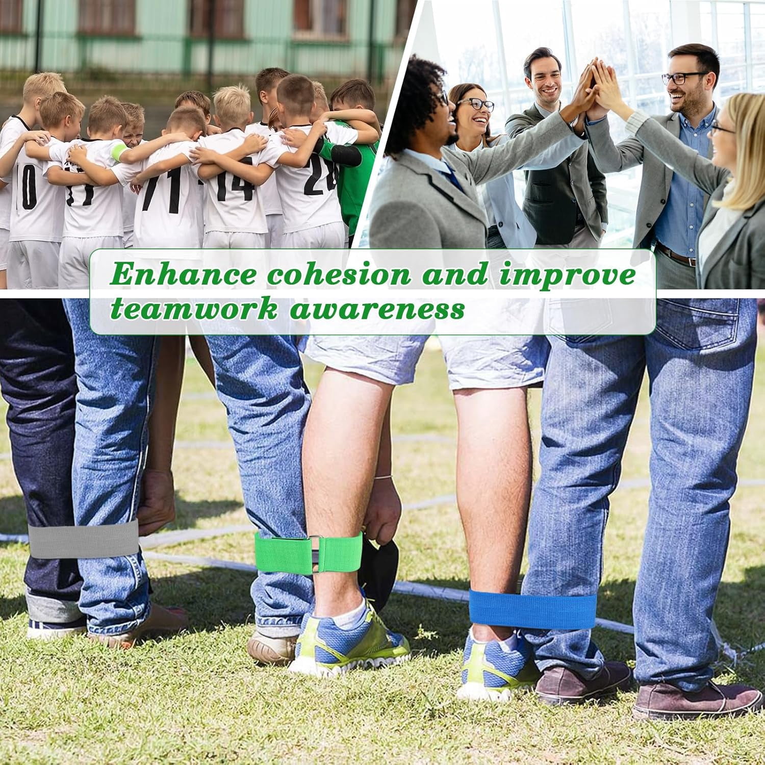 12 Pcs 3 Legged Race Bands Firm Elastic Tie Kids Outdoor Games Teamwork Birthday Party Game for Adults & family Field Day Carnival Theme Outside Yard -