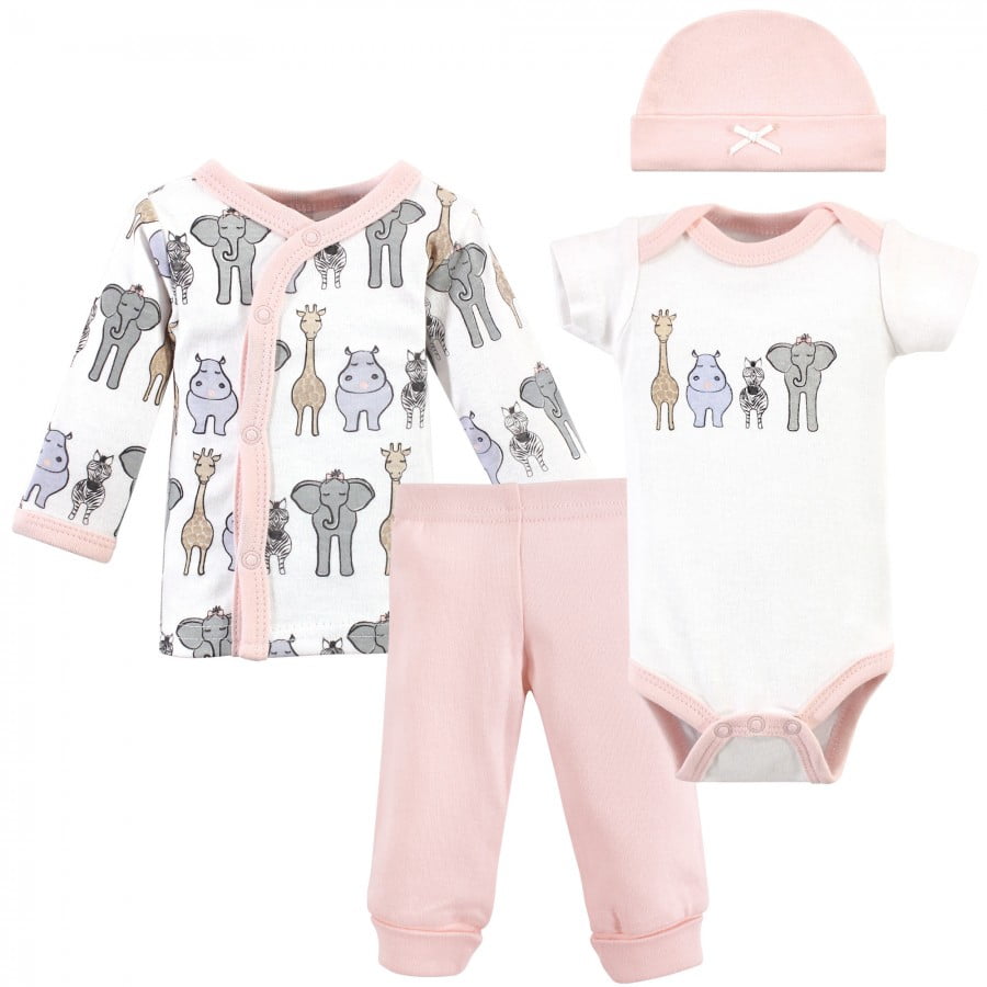 Hudson Baby Hudson Baby Infant Girl Preemie Layette Set 4Piece, Pink