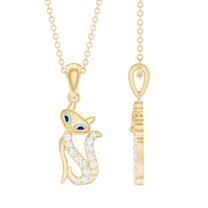 Rosec Jewels Cute Cat Gold Pendant with Diamond for Women - HI-SI Quality, 18K Yellow Gold
