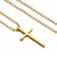 thumbnail image 5 of EOEMY Silver Stainless Steel Cross Pendant Necklace For Men Women Ball Chain 18"-26"-Gold-Small(1.14"*0.66")-18Inch Or 45Cm, 5 of 8