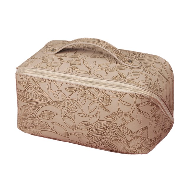 Bolsa de cosméticos de viaje de gran capacidad,Bolsa de maquillaje,Bolsa organizadora de maquillaje de cuero PU portátil impermeable