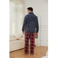 thumbnail image 3 of Vulcanodon Mens Button Down Pajama Sets, Ultra Soft Lightweight Sleepwear Long Sleeve Pjs Sets,(Dark Grey+Red Green Plaid,L), 3 of 5