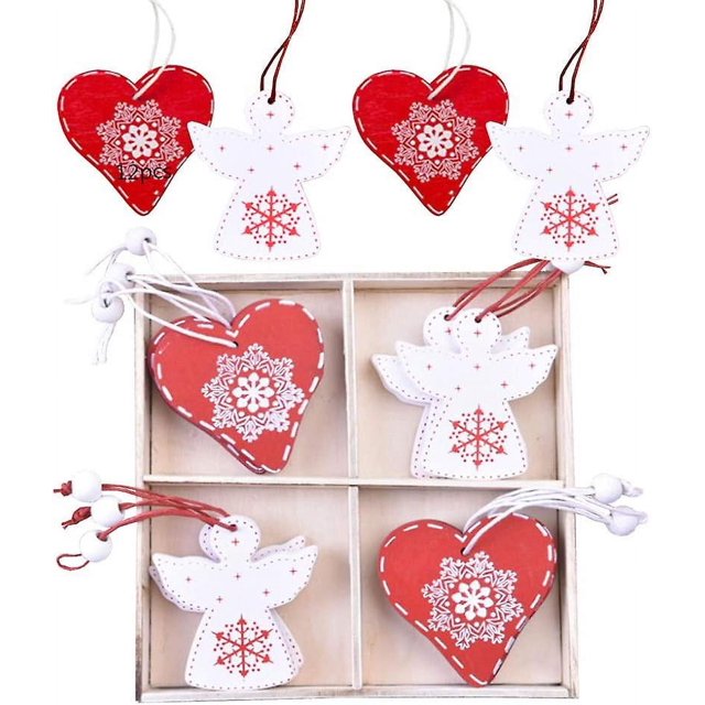 12 piezas de adornos de madera para árbol de Navidad, adornos colgantes de madera para árbol de Navidad, decoraciones colgantes navideñas
