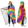 thumbnail image 2 of Wearable Blanket,Colorful Rainbow Tie Dye Spiral Pattern Hooded Wearable Flannel Blanket for Adults & Teens,Winter Poncho Shawl Wrap Cape Cozy Anti-Pill,60"x80", 2 of 5
