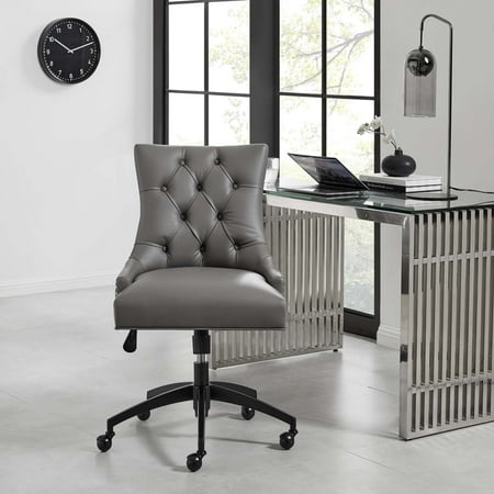 UPC: 0889654969693 | Modway Regent Tufted Vegan Leather Office Chair in Black Gray