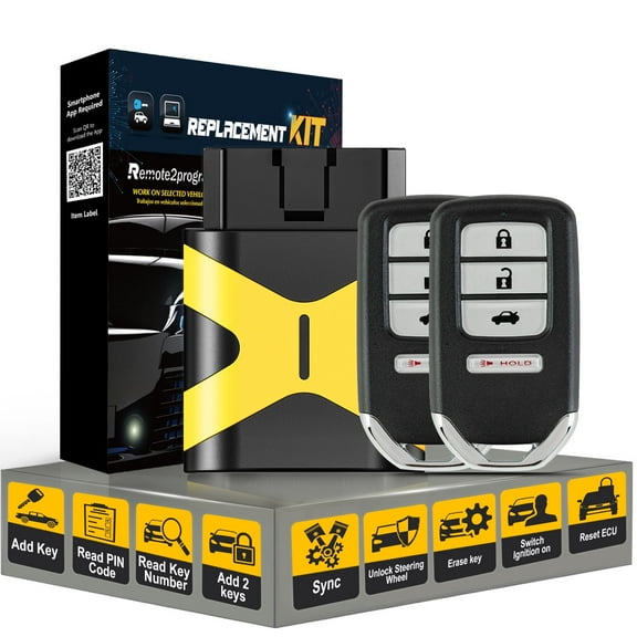 Simple Key Self Programming Car Key Control for No Working Remote and Keyless Entry Remote Replacement for 2016-2019 Honda Civic with FCC: KR5V1X