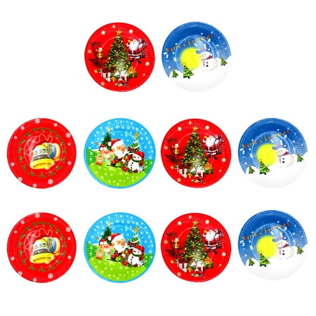 

BESTONZON 10pcs Christmas Party Disposable Plates Cartoon Paper Plate Tableware for Banquet Dinner (Random Pattern)