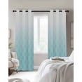 thumbnail image 3 of Morocco Blue Blackout Curtains, Light Blocking Print Window Curtains, Geometric Abstract Ombre Lines Retro Thermal Insulated Window Drapes for Living Room Kitchen Cafe 2 Panels, 84"W x 63"L, 3 of 9
