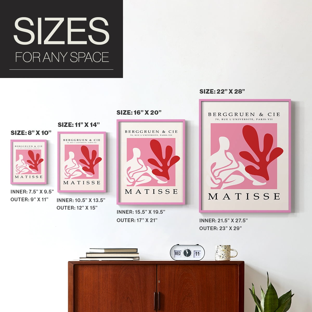 Matisse CXXIV Framed Print in Pink Solid Wood 11 x 14 Framed Print
