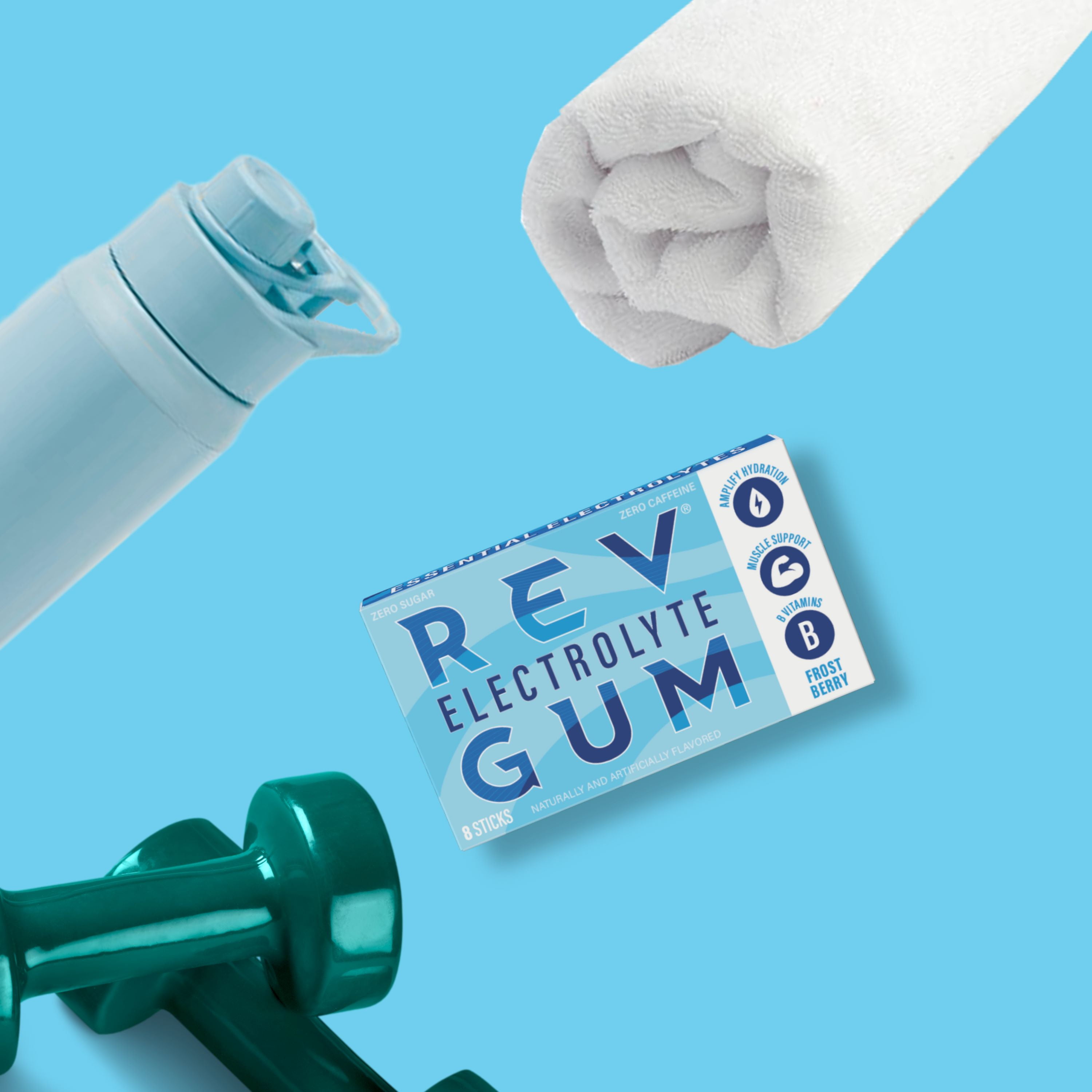 Rev Gum Frost Berry Electrolyte Gum, Sugar Free, .71 oz, 8 Sticks