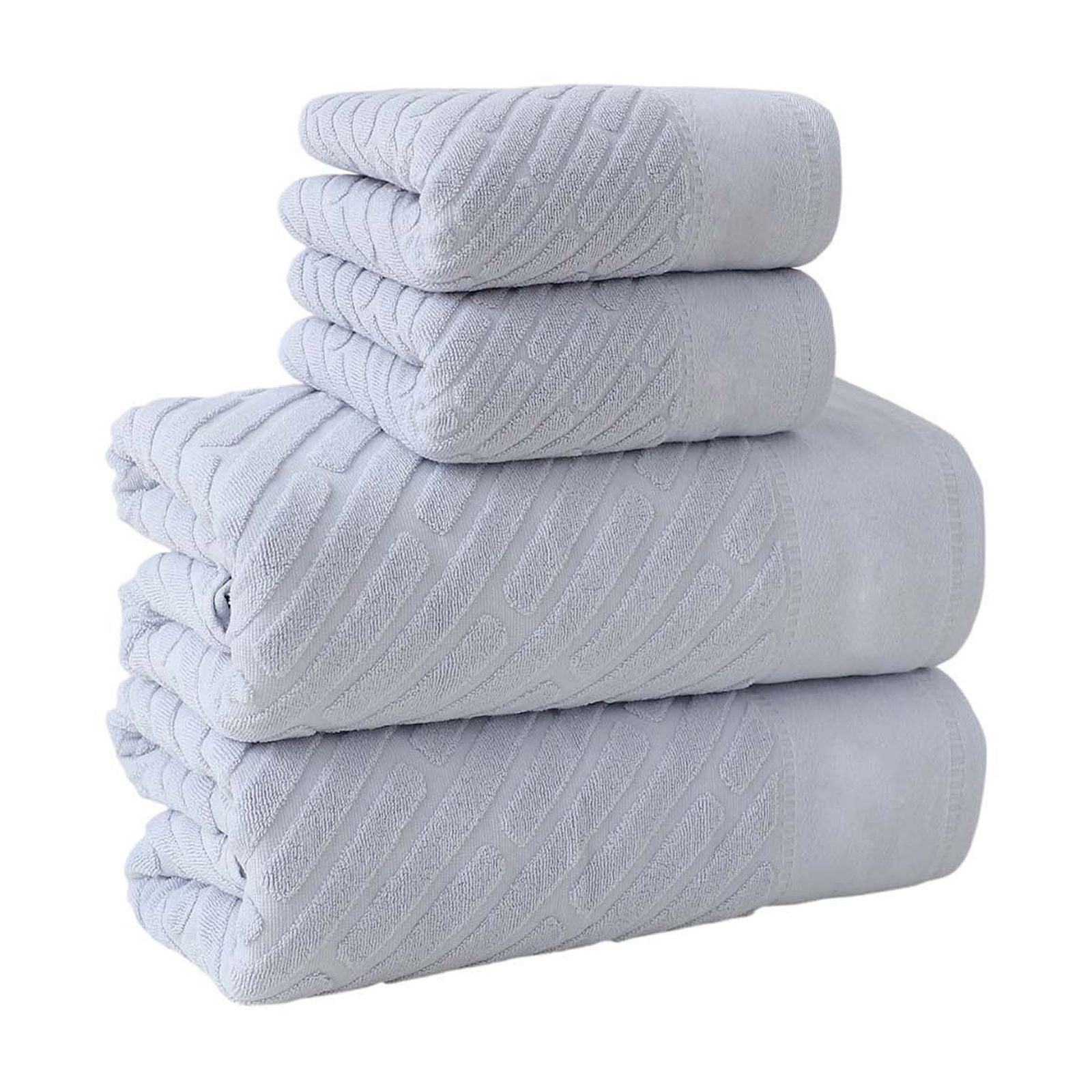 4PCS Bath Towel Sets Cottons 2 Towels 2 Bath Towels Comfortable Absorbent Thickened Soft Gentle for Baby Bath Towel