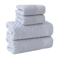 thumbnail image 2 of Juego de 4 toallas de baño de algodón | 2 toallas de mano y 2 toallas de baño | Suaves, absorbentes y gruesas | Azul, gris, blanco y marrón, 2 of 6