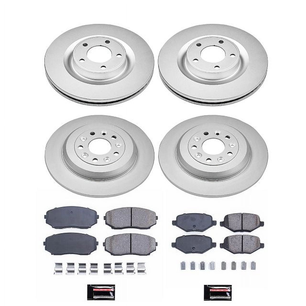 PowerStop Front and Rear Geomet Coated Brake Rotor and Pad Kit Fits: FORD LINCOLN Select Models CRK8847