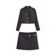 thumbnail image 2 of HH TRAF Conjunto de 2 piezas para mujer, chaqueta corta de un solo pecho con cuello vuelto y manga larga + minifalda con cremallera y botones de cintura alta para mujer, 2 of 5
