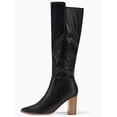 thumbnail image 2 of Wome Knee High Boots Wide Calf Stacked Block Heel Pointed Toe Riding Boots, 2 of 3