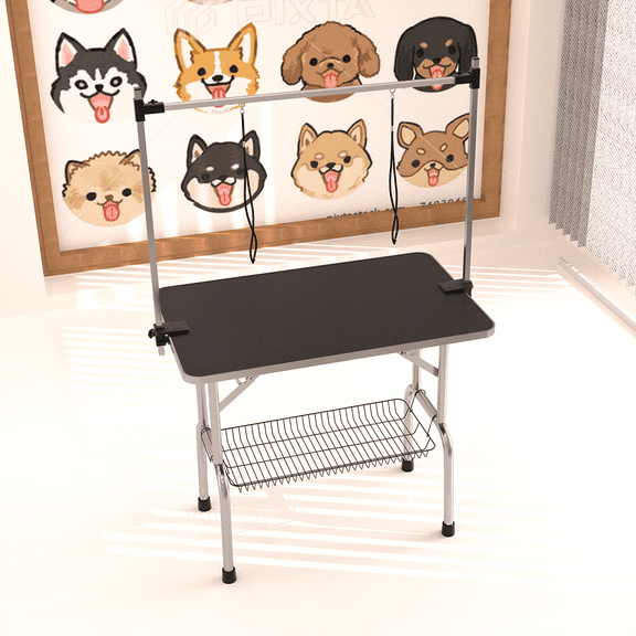 Professional Dog Pet Grooming Table Large Adjustable Heavy Duty Portable w/Arm & Noose & Mesh Tray