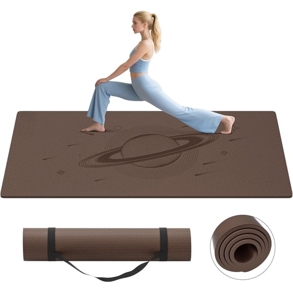 Large Yoga Mat, 72"x40"x0.4"Thick, Extra Wide Exercise Mat, Non Slip Workout Mat with Strap for Yoga, Pilates, Fitness, Gym Studio