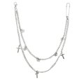 thumbnail image 1 of 1Pc Punk Metal Waist Chain Double-layer Cross Pants Chain Clothing Accessory, 1 of 8