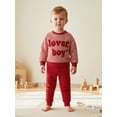 thumbnail image 6 of BemeyourBBs Toddler Baby Boy Girl Valentines Day Outfits Lover Boy Letter Long Sleeve Pullover Sweatshirt Tops Stripe Pants Set Spring Fall Winter Clothes, 6 of 9