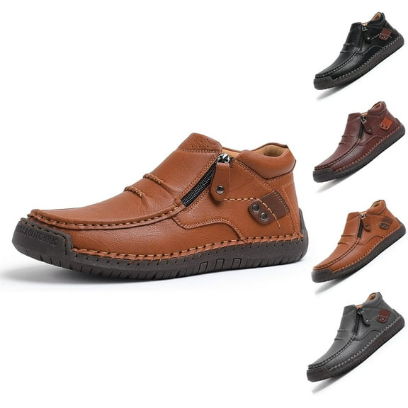 The First Young Driving Boots Men, Men’s Handmade Premium Leather Slip-On Driving Boots Travel & Outdoor