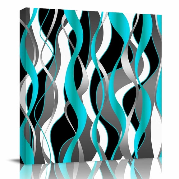 Canvas Print Wall Art Oil Paintings Distortion Blue Stripes Picture Prints Artwork for Living Room Kitchen Bathroom Bedroom