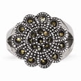 thumbnail image 4 of Stainless Steel Textured Flower Marcasite Ring, 4 of 6