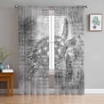 thumbnail image 3 of Grey Sea Turtle Semi Sheer Curtains 108 Inch Length 2 Panels Set, Coastal Nautical Summer Beach Vintage Sheer Kitchen Curtain Privacy Voile Window Curtain for Living Room Bedroom Rod Pocket Drapes, 3 of 7