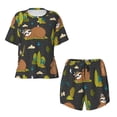 thumbnail image 4 of Naloa Funny Sloths In The Forest Women's Short-Sleeved Pajama Set, Loungewear, Summer pajamas, Breathable Cozy -, 4 of 9