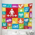 thumbnail image 1 of Fitness Tapestry, Different Colorful Fitness Healthy Lifestyle Motivation Activity Weight Loss, Fabric Wall Hanging Decor for Bedroom Living Room Dorm, 5 Sizes, Multicolor, by Ambesonne, 1 of 1