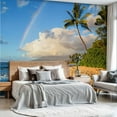 thumbnail image 2 of Prxcm Canvas Wall Mural Peel and Stick Large Wallpaper rainbow surfing place Sunset Beach Oahu Hawaii Wall Art Decor for Living Room Bathroom Self Adhesive and Removable 100in x 144in, 2 of 2