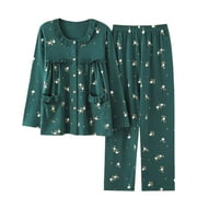 a.Jesdani Women's Pajama Set Button pyjamas soft Long Sleeve Sleepwear Top & Pant PJs Sets M-3X